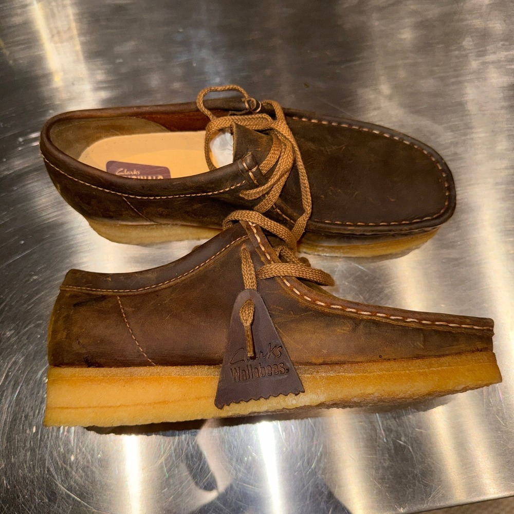 Clarks Originals Wallabee Boots Men's Size 7 M Beeswax Leather Crepe Sole Brown
